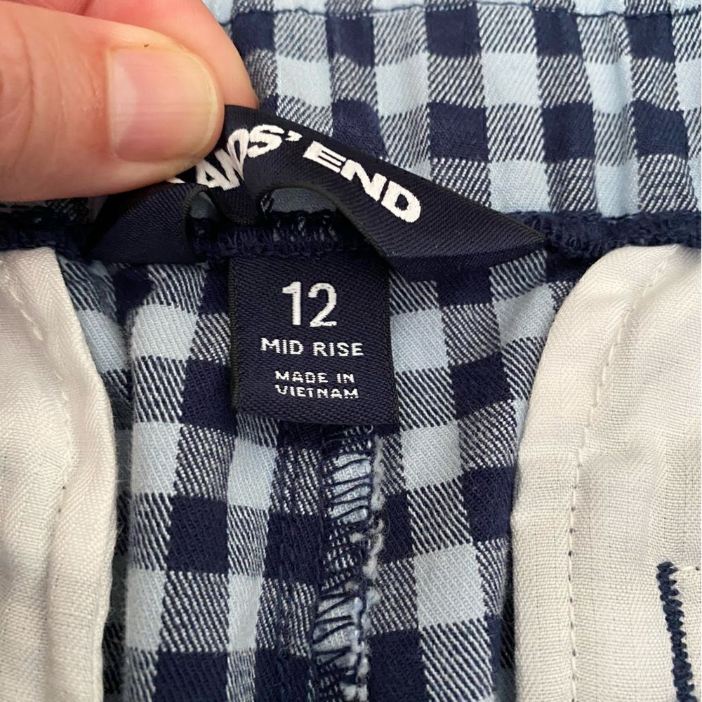Lands' End Mid Rise Pull On Chino Crop Pants Sof Lake Blue Check 12 - Picture 5 of 7